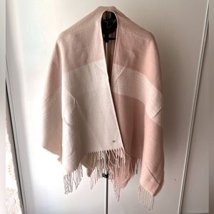 Soia + Kyo Yadira Scarfigan Pink & Cream Fringe Wrap Scarf Throw OSFA